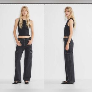 Denim Forum The Farrah Hi-Rise Cargo Jean Sz 28